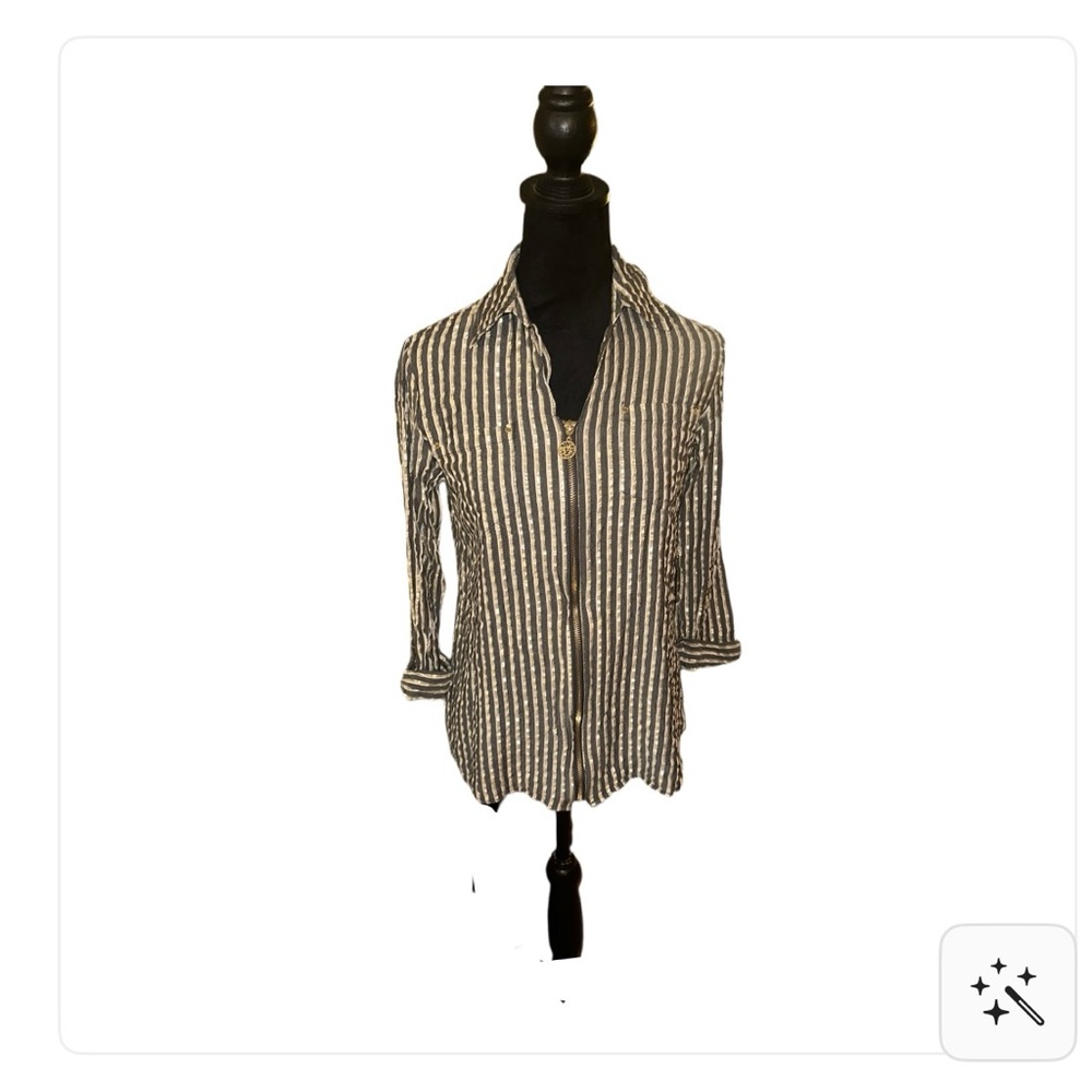 Anne Klein Black and White stripe with silvery shimmer